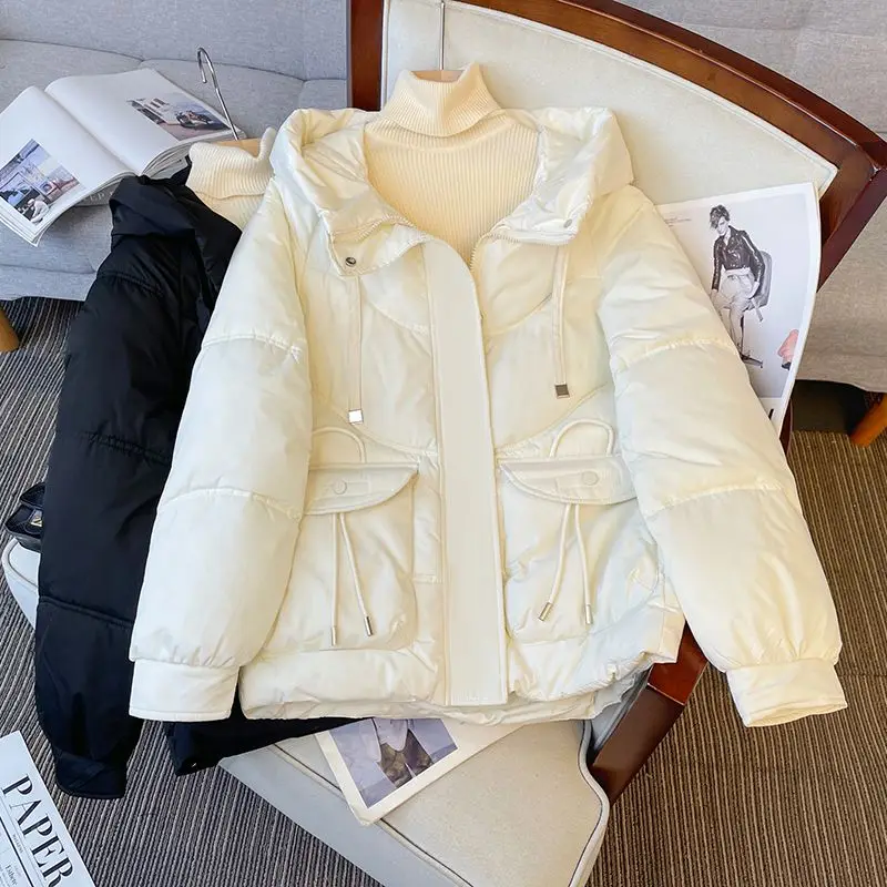 

Kawaii Sweet Loose Women's Down Jacket 2023 New Hooded Fashion Winter Cotton-padded Warm Thick Short Coat