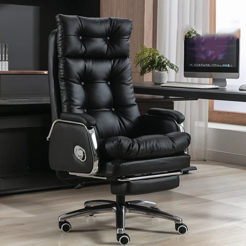 Recliner Office Chair Luxury Wheels Stretch Adjustable Swivel Leather Executive Office Chair Boss Armrest Cadeira Room Furniture