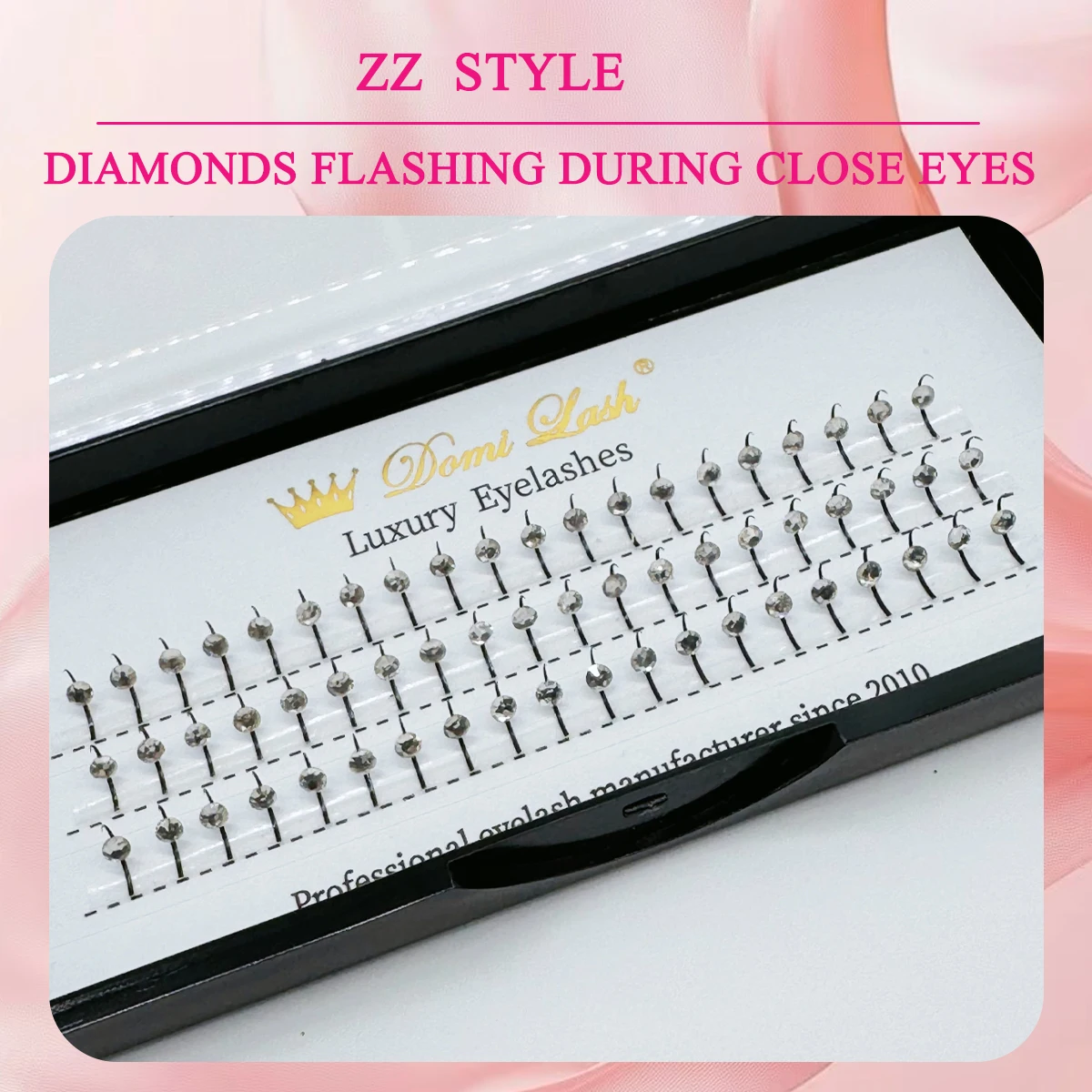 도미 3D 믹스 컬러 글리터 다이아몬드 옹 브르 속눈썹 연장 다채로운 빛나는 개별 속눈썹 가짜 속눈썹 한국 메이크업 도구