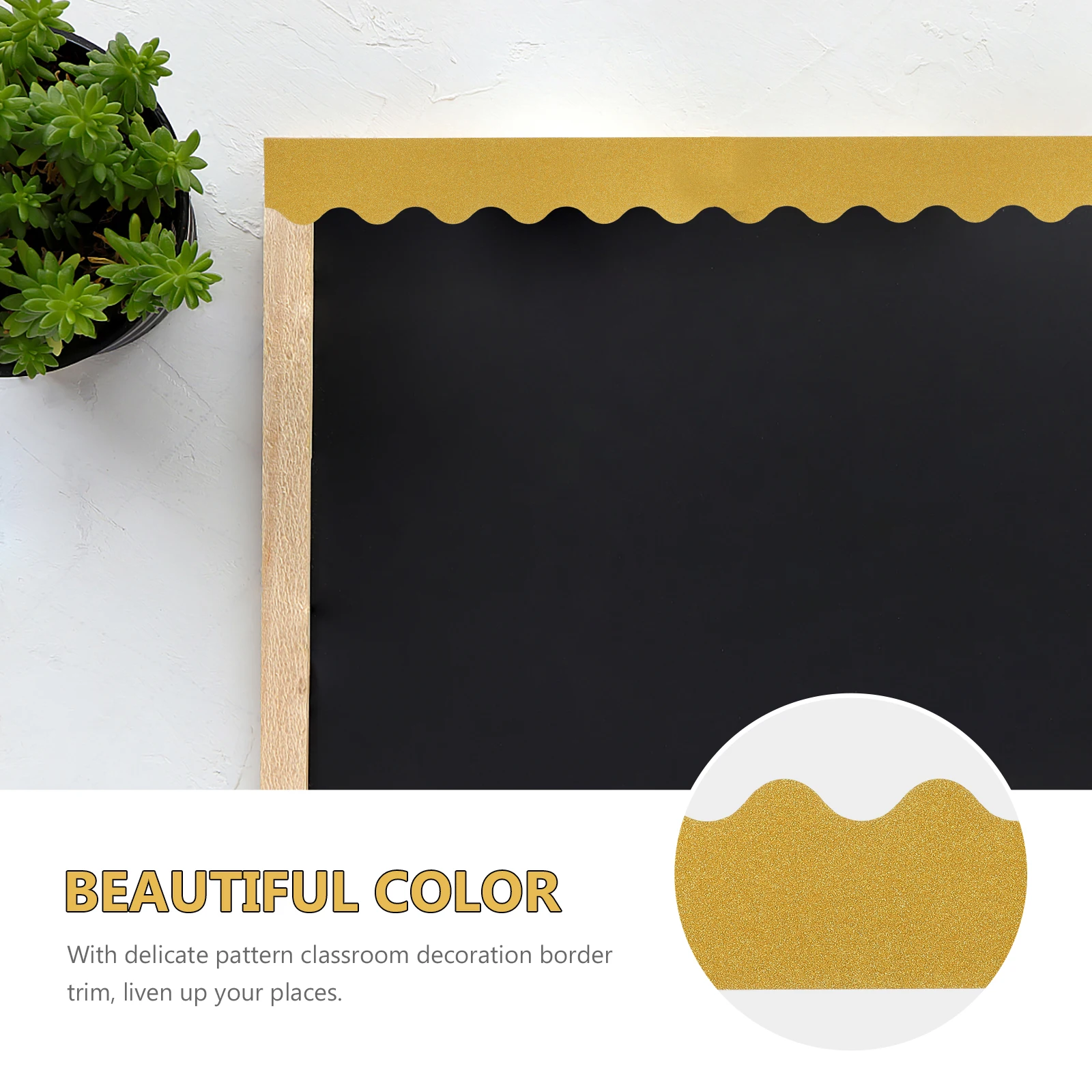 

2 Sets Glitter Border Sticker Bulletin Board Stickers Detachable Scalloped Borders Trim Paper Adorable 180g Coated Strip