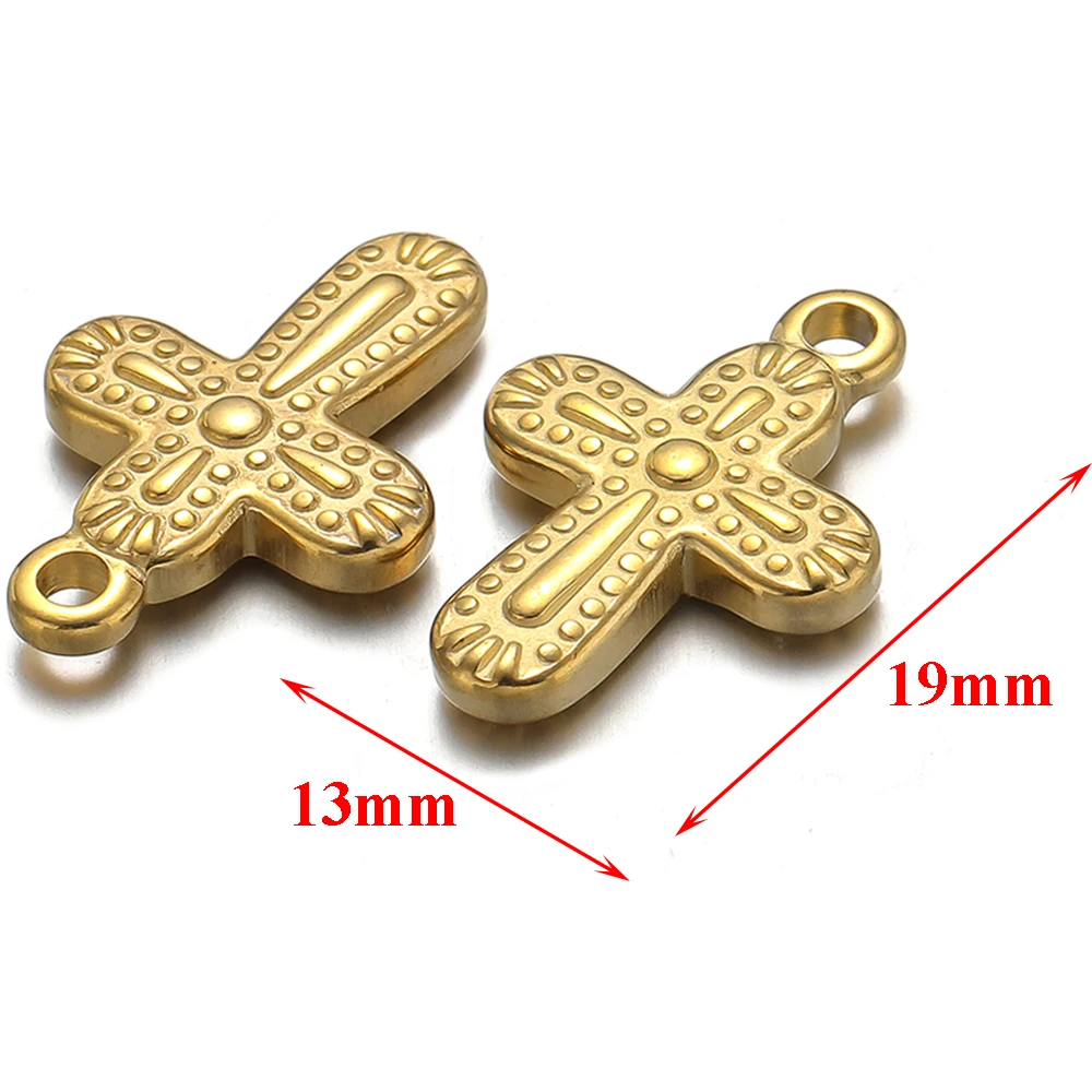 5Pcs Stainless Steel Casting PVD Plated Cross Charms Pendants for Women Necklace DIY Jewelry Findings Wholesale Supplies