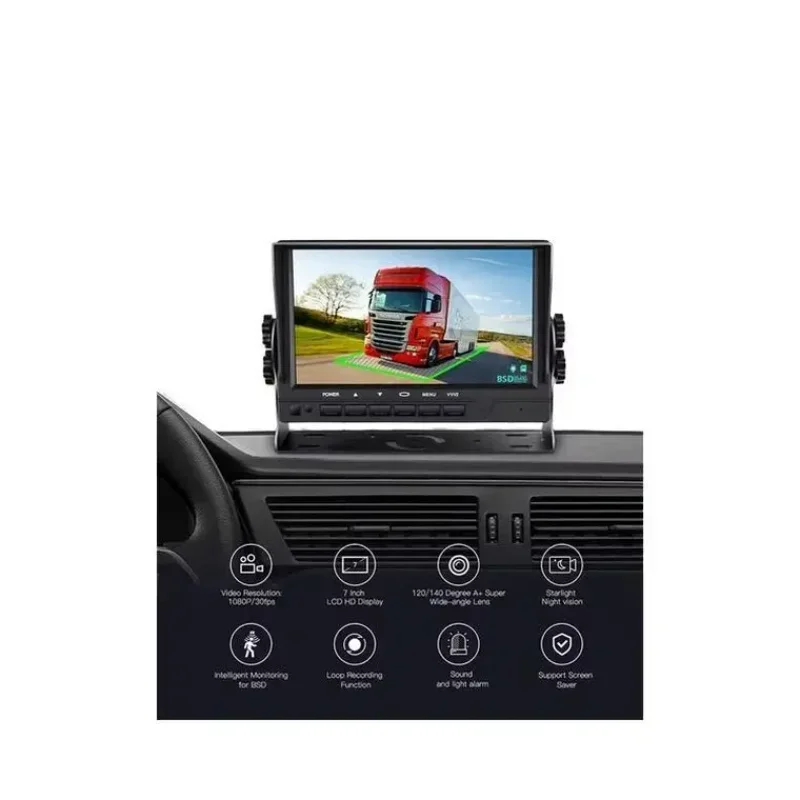 Factory Wholesale 7-Inch 720p Tft Lcd Video Recorder Car Monitor Car Truck Bus Fuel Tank Night Vision Reverse Camera