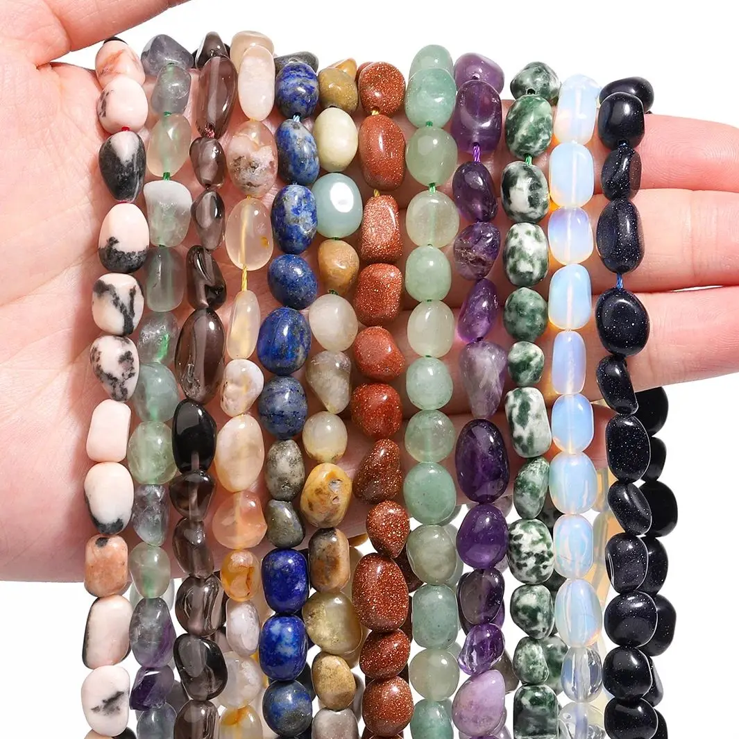 8-10mm Irregular Natural Stone Beads Amazonite Tiger Eye Quartz Amethyst Jasper Loose Beads for Jewelry Making DIY Bracelet