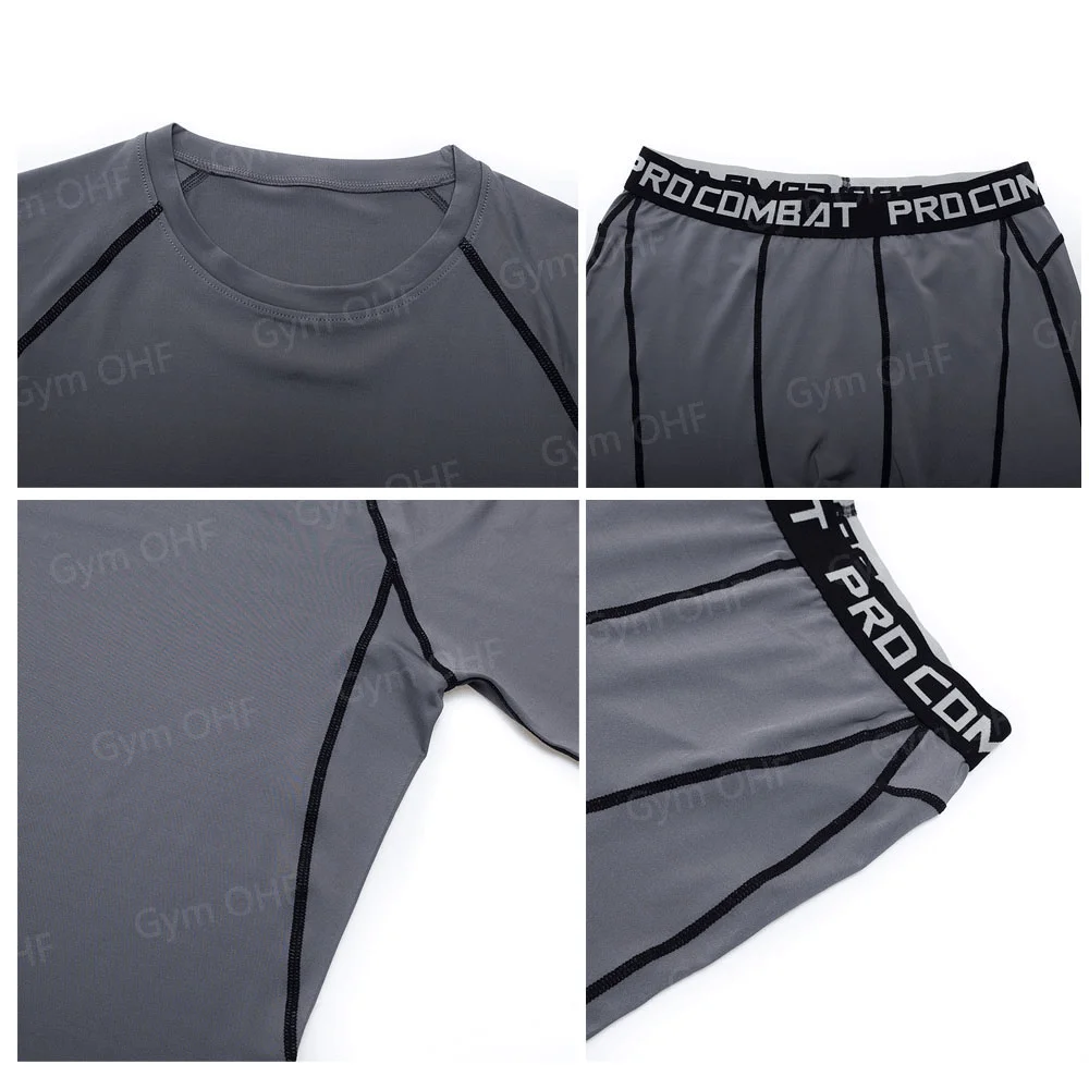 New Men's Short Sleeved T-shirt Compressed Quick Drying Breathable Training Tees Fitness Jujitsu Rashguard Top Gym Sport Shirts