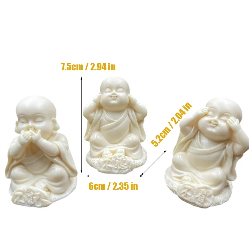 Three Little Monks Characters Statue Don\'t say, Don\'t look, Don\'t listen Art Sculpture Cute Home Room Office Car Decorations