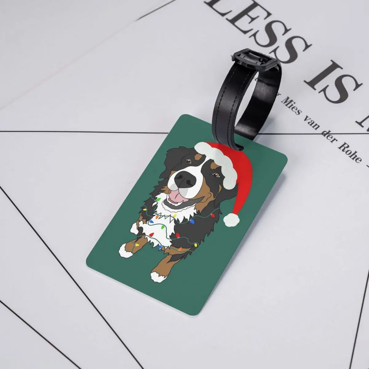 

Бирка для багажа с изображением рождественского бернезерского дога, аксессуар для чемодана, идентификационная этикетка для путешествий, держатель для багажа, с местом для имени и адреса