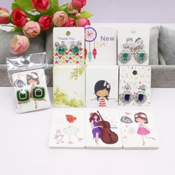 5x4cm Hot selling New Comic Style Beauty/Photo Girl Black/White/Kraft Paper Series Earstuds Earrings Set Pattern Card