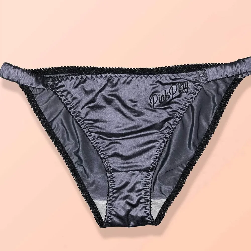 Bragas suaves de satén sedoso para mujer, ropa interior Sexy de tiro bajo, bragas cómodas, pantalones cortos de Bikini