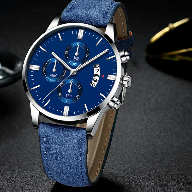 Men\'s Business Watch Top Fashion Brand Luxury Male Quartz Watches Minimalist Casual Leather Strap Calendar Wristwatch Men Clock