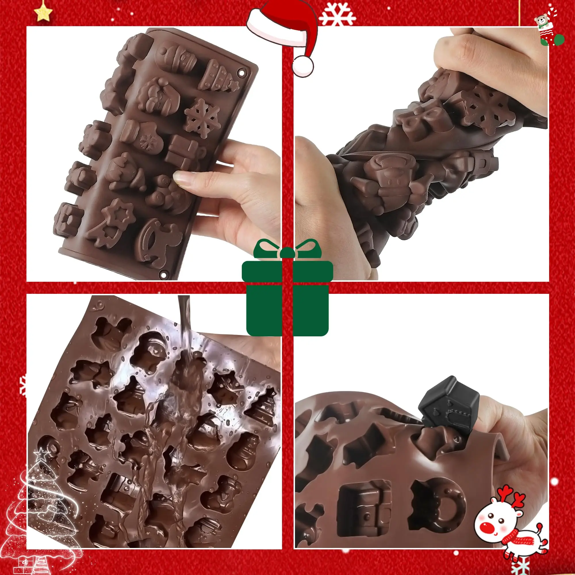 1-2 PCS Christmas Silicone Molds Fondant Chocolate Molds | Silicone Ornament for Christmas Tree Santa, Candy Molds, Ice Cube - view 4