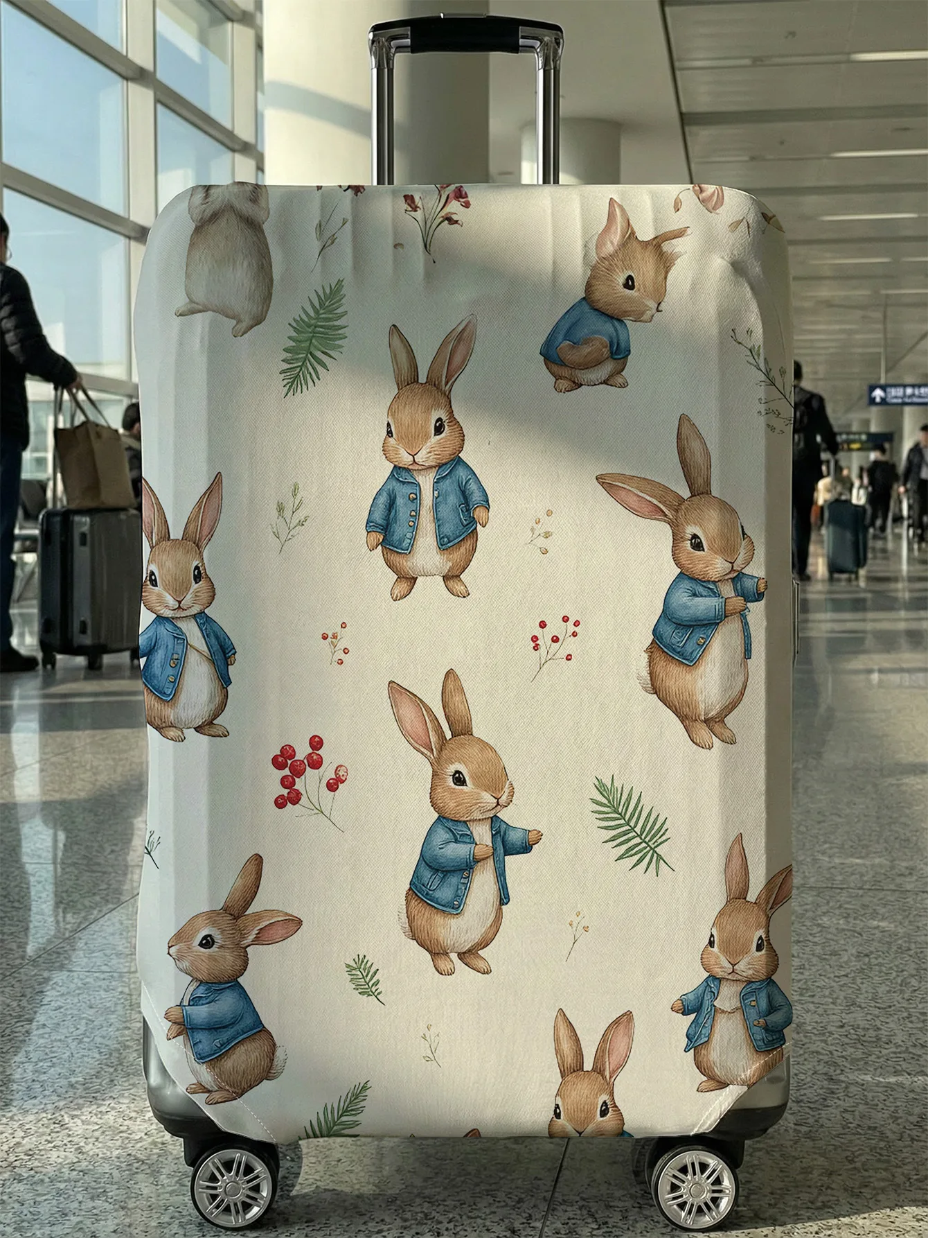 

White Base Peter Rabbit Full Print Luggage Cover, Suitable for 18-32 Inch Luggage Cover, Luggage Handle Glove, Travel Accessorie