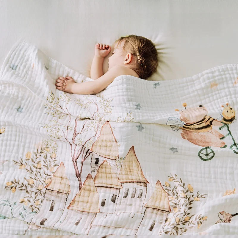 OUYUN Baby Gauze Bath Towel 6 Layer 100 Cotton Super Soft Absorbent Newborn Kids 95 105 120cm