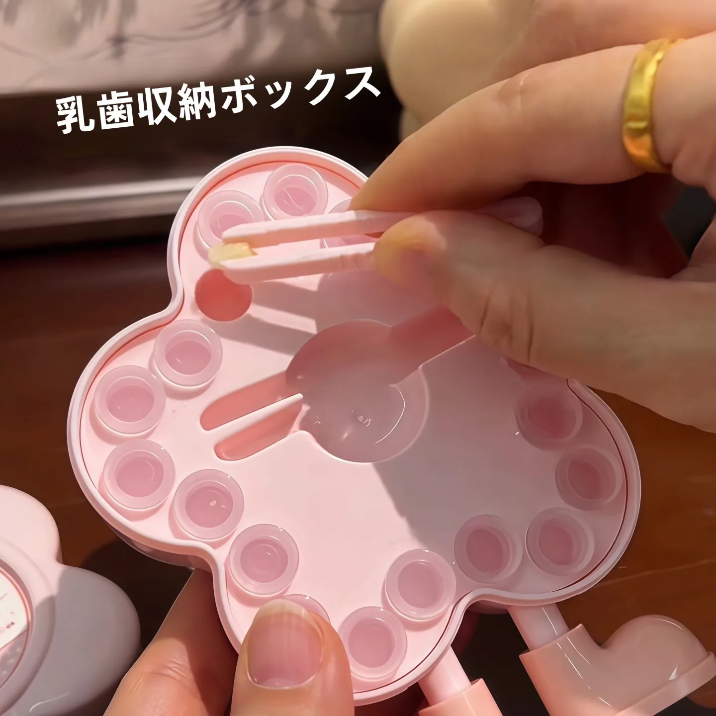 子供用歯保管ボックス-花の形-透明プラスチック製-男の子と女の子用-乳歯保存ボックス-歯の発育トラッカー