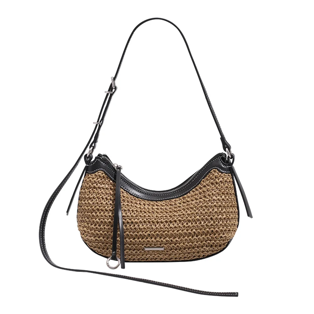 

French woven armpit bag, summer super hot grass woven bag, beach vacation bag, Tongqin crossbody shoulder bag, one shoulder hand