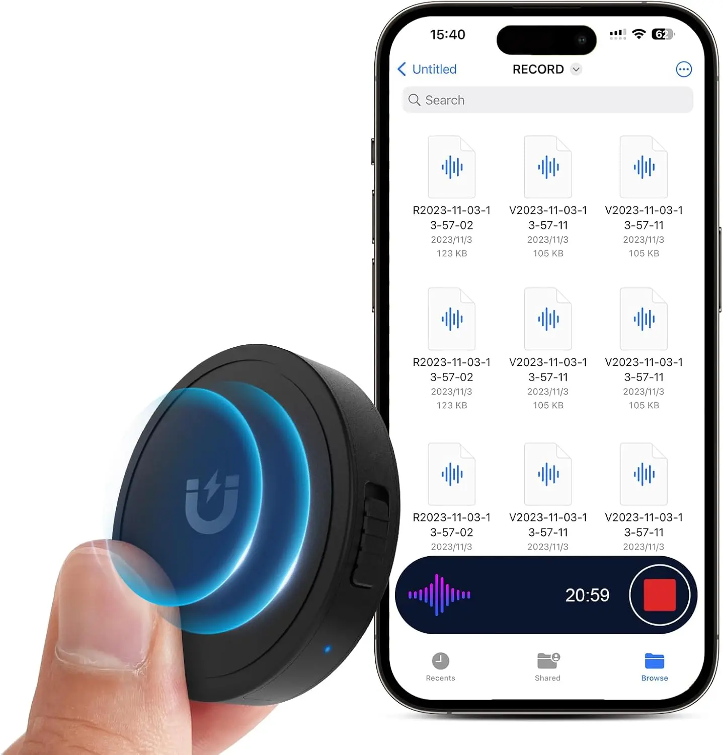 

Диктофон 132G с голосовой активацией и шумоподавлением AI, записью 100 часов, портативным аудиоустройством для встреч, лекций, работы