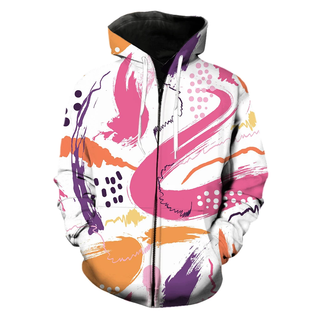 

Abstract Art Graffiti Men's Zipper Hoodie Harajuku 2022 Hot Sale Hip Hop Teens 3D Printed Streetwear Casual With Hood Jackets