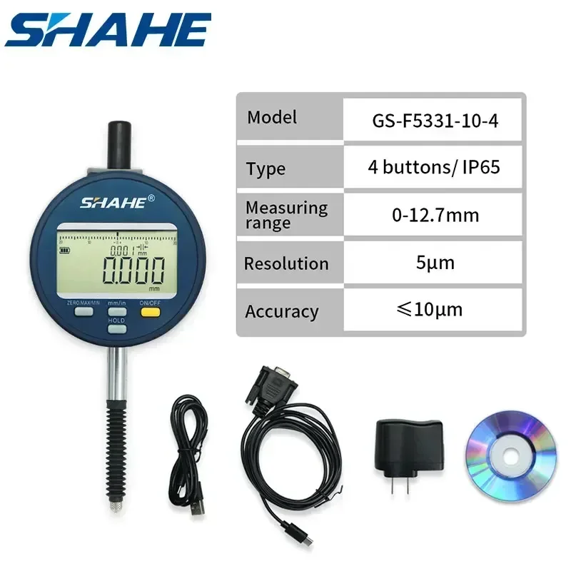 SHAHE IP65 DIgital Indicator 0-12.7mm With Resolution 5μm Electronic Micrometer Metric Inch Dial Indicator Gauge