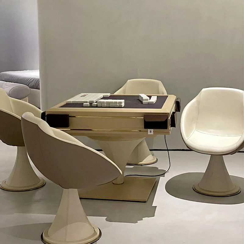 Light luxury high-end leather creative mahjong chair, villa entertainment club designer rotating armchair