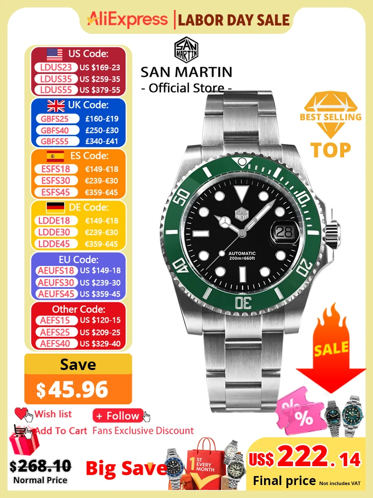 Diver Watch 300M - Relógio de Mergulho San Martin Novo
