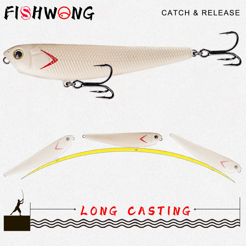 FISHWONG 2 قطعة Topwater قلم رصاص الصيد إغراء 8.5 سنتيمتر 8.3 جرام العائمة الشفاه أقل أسماك الطعم الاصطناعي الصلب معالجة لصيد الأسماك