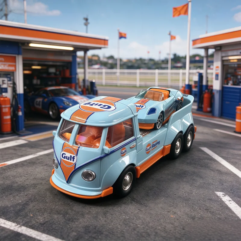 Camión de plataforma de metal fundido a presión con coche deportivo, set de modelos de vehículos de carreras de aleación, adorno de exhibición de coches de metal para escritorio.
