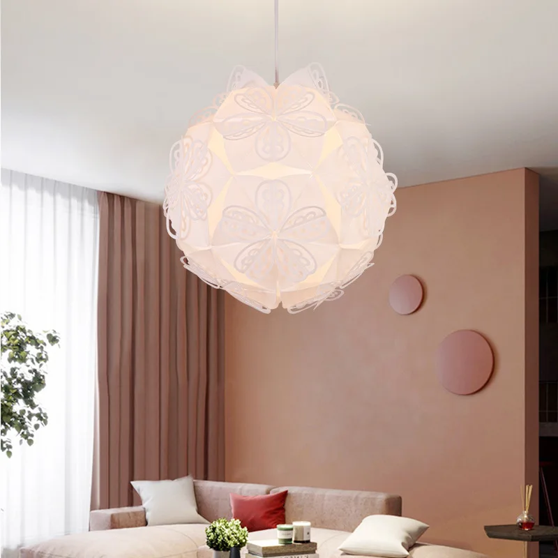 Denmark Acrylic Flower Pendant Lights Romantic Design Round Ball LED Chandelier for Restaurant Kitchen Bedroom Cafe Hanging Lamp