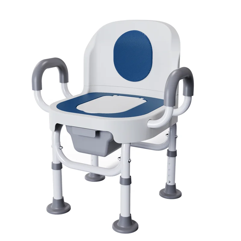 

Bedside Commode Chair For Elderly & Pregnant Women Non-slip Soft Backrest With Arms & Wide Seat Bathroom Safety Equipment