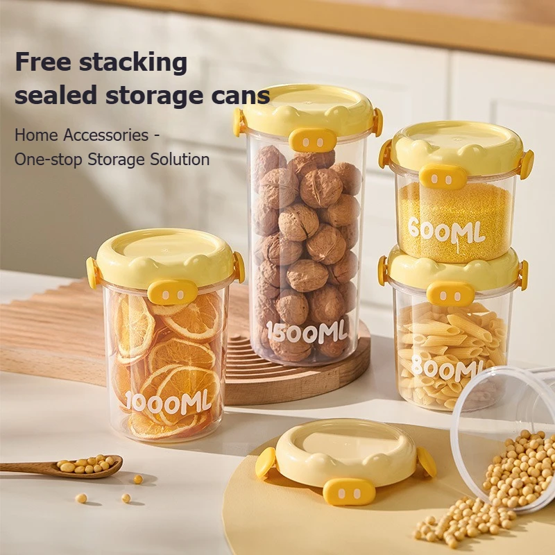 Piggy-contenedor sellado de cocina, contenedor de almacenamiento de granola y cereales, contenedor transparente para aperitivos, productos secos, almacenamiento de té