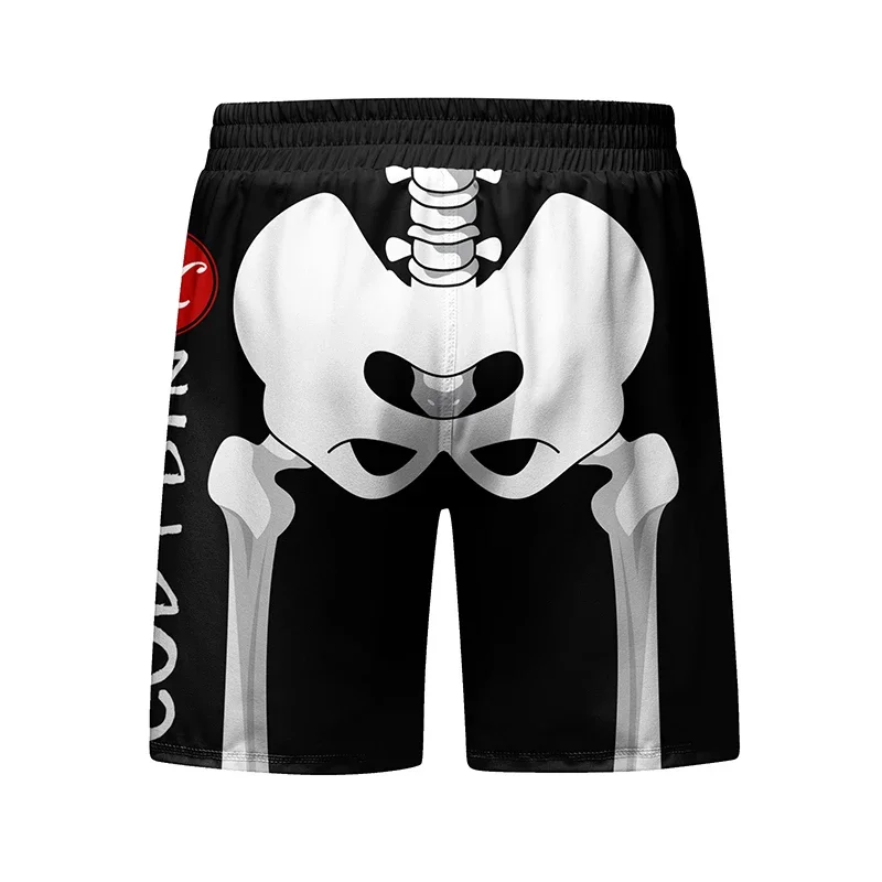 Nieuwe Schedel Rashguard Jiu Jitsu T-Shirt Broek Mma Short 4 Stks/set Braziliaanse Worsteling Bjj Boks Truien Rash Guard Sportkleding