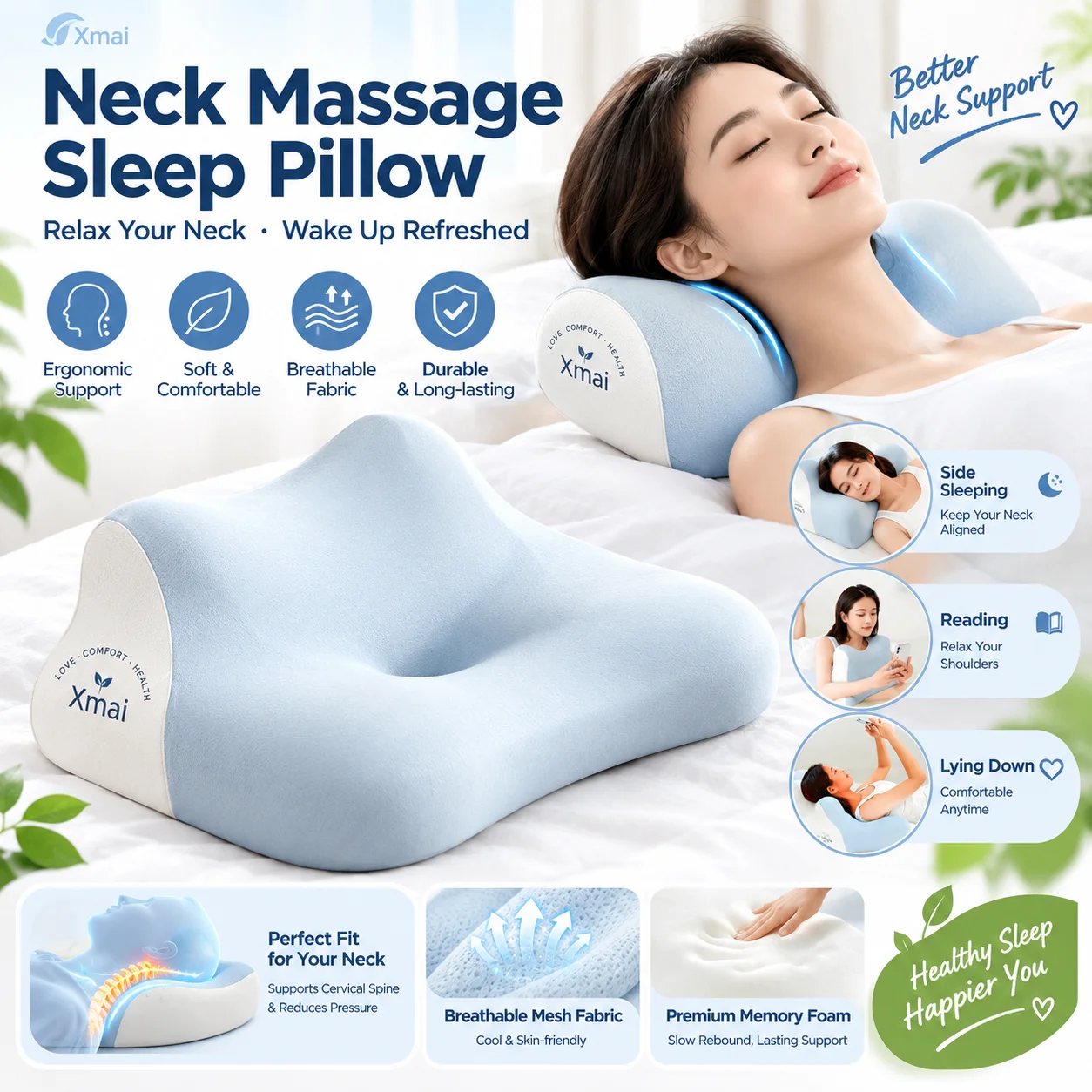 Multi functional memory cotton pillow for lying down and playing with mobile phones, neck protection pillow for lying down