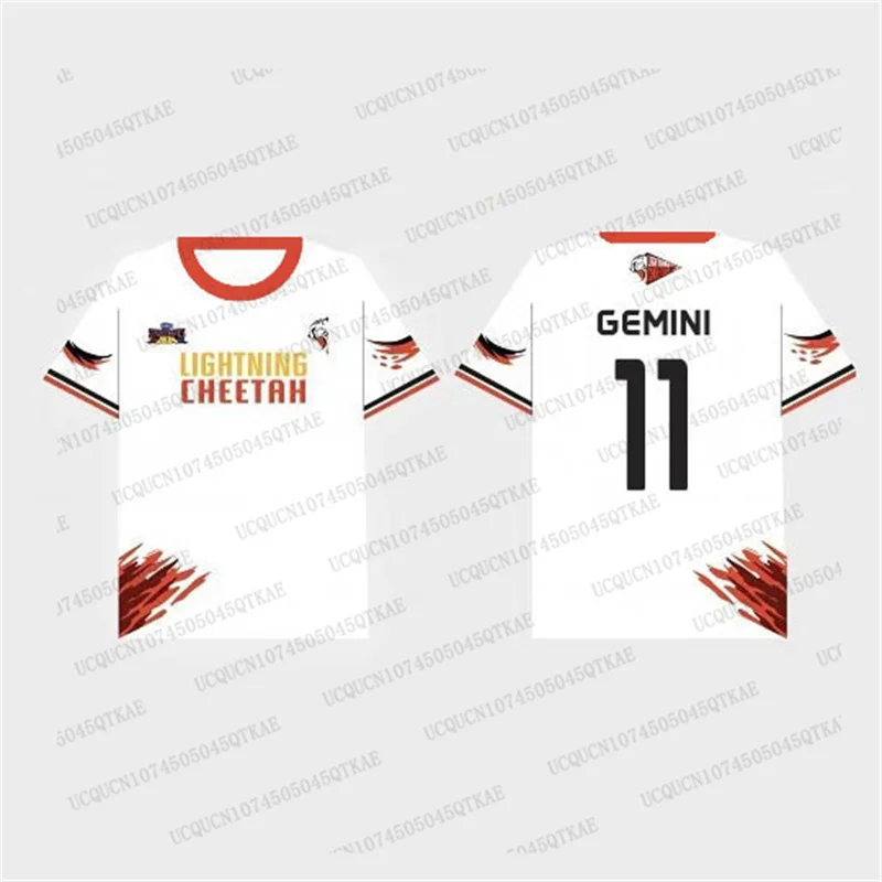 

Gmmtv Starlympics 2025/Lightning Cheetah Джерси Белая с круглым вырезом и коротким рукавом для членов команды Модная повседневная спортивная пляжная футболка