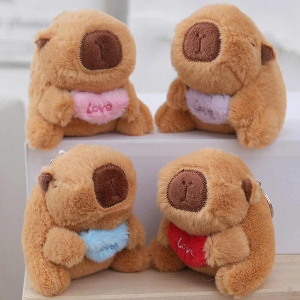 Bow Capybara Plush Capybara Keychain Guinea Pig Stuffed Animals Headgear Capybara Doll Cute Toy Multicolor Capybara Pendant Kids