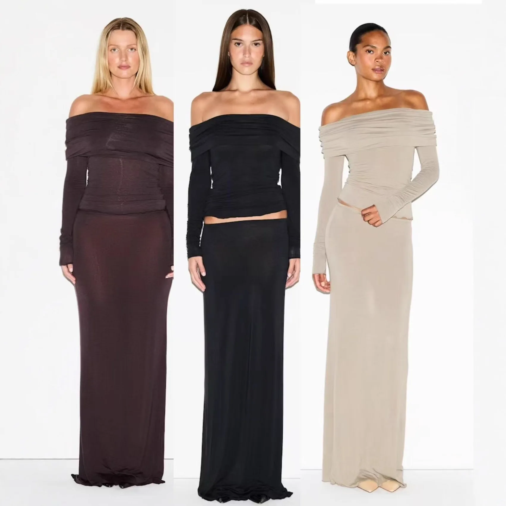 

Осенний новый вязаный топ на одно плечо с длинным рукавом, универсальный, стройнящий, в французском стиле, мягкий, облегающий, с открытыми плечами, для женщин