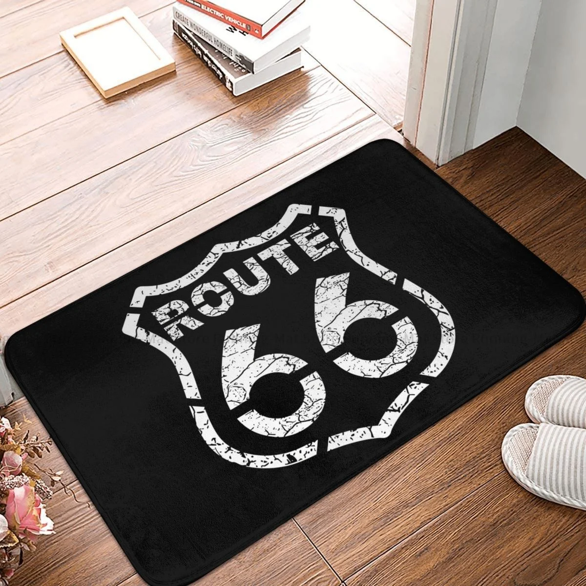 Route 66 Kitchen Non-Slip Carpet Black Bedroom Mat Entrance Door Doormat Floor Decoration Rug