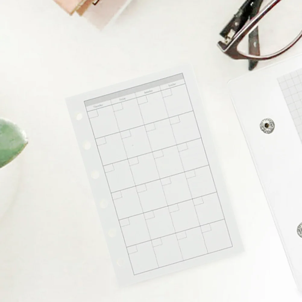 Insertos de planificación desmontables con botón transparente, recambios de papel para cuaderno de hojas sueltas de 6 agujeros, 2 juegos, planos limpios y gruesos