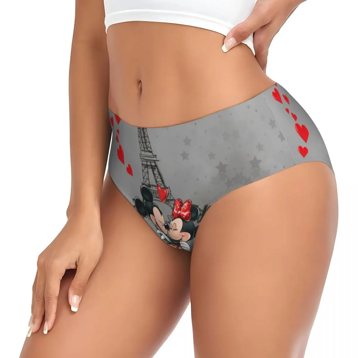 Женские трусики с Микки Маусом и Минни Маус на заказ, удобные трусы с Эйфелевой башней Love, нижнее белье