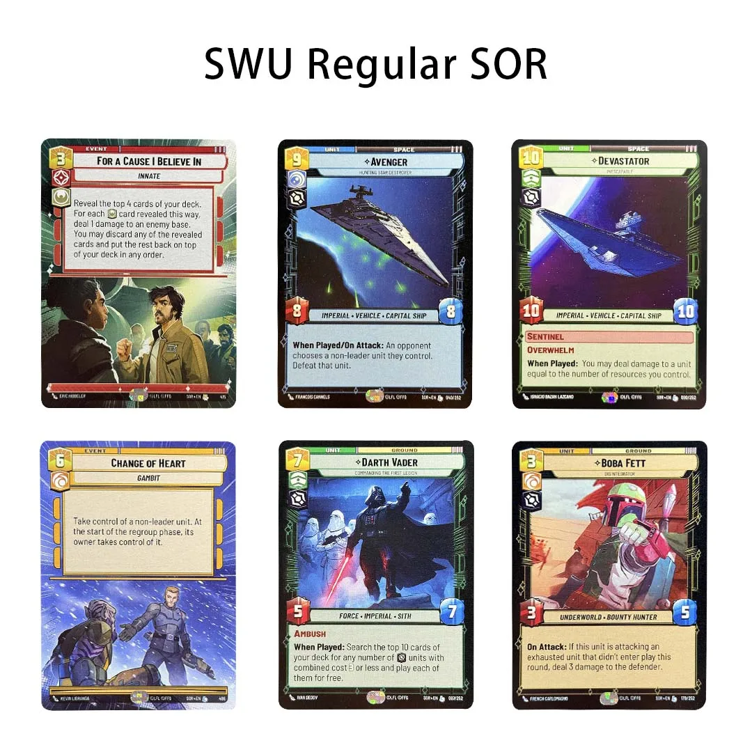 SWU SOR Regular Proxy Cards Spark of Rebellion TCG Playtest Cards Aggression Avenger Boba Fett