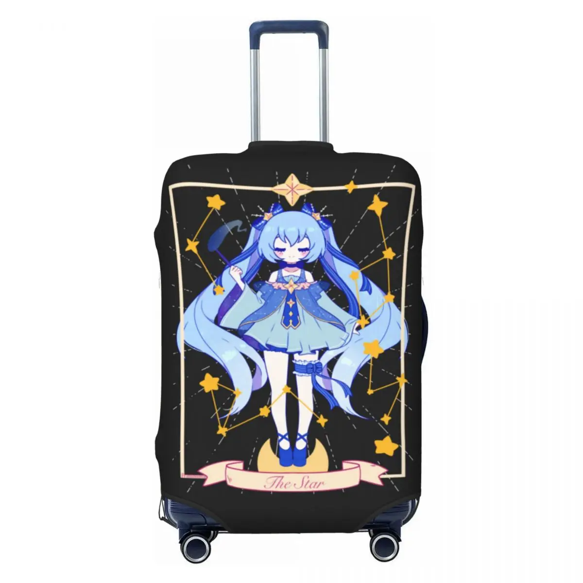 カスタム初音ミク-vocaloid-ロックアニメ荷物カバー弾性旅行スーツケース保護カバー-18-32-インチに適しています