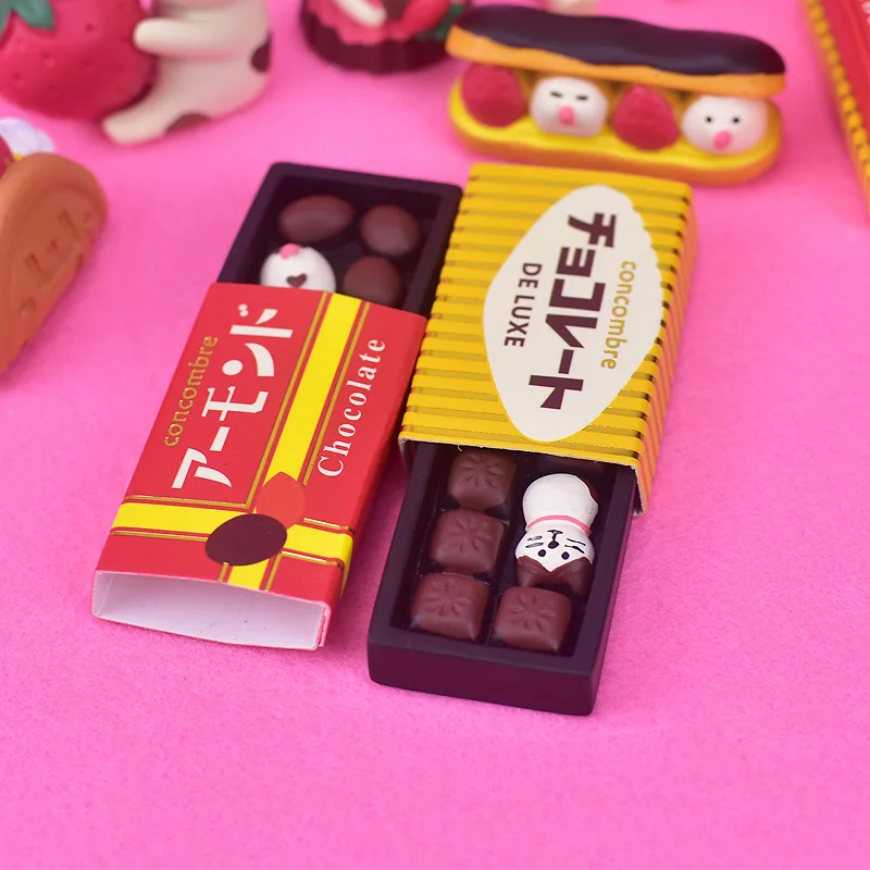Zakka Japan Strawberry Chocolate Series Home Decoration Bedside Tabletop Ornament Resin Craft Toys Collectible Gifts