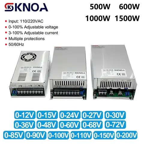 500W 600W 1000W 1500W Adjustable Power Supply 0-12V 15V 24V 36V 48V 60V 72V 85V 90V 110V 150V 200V 110/220V Ac To Dc Smps