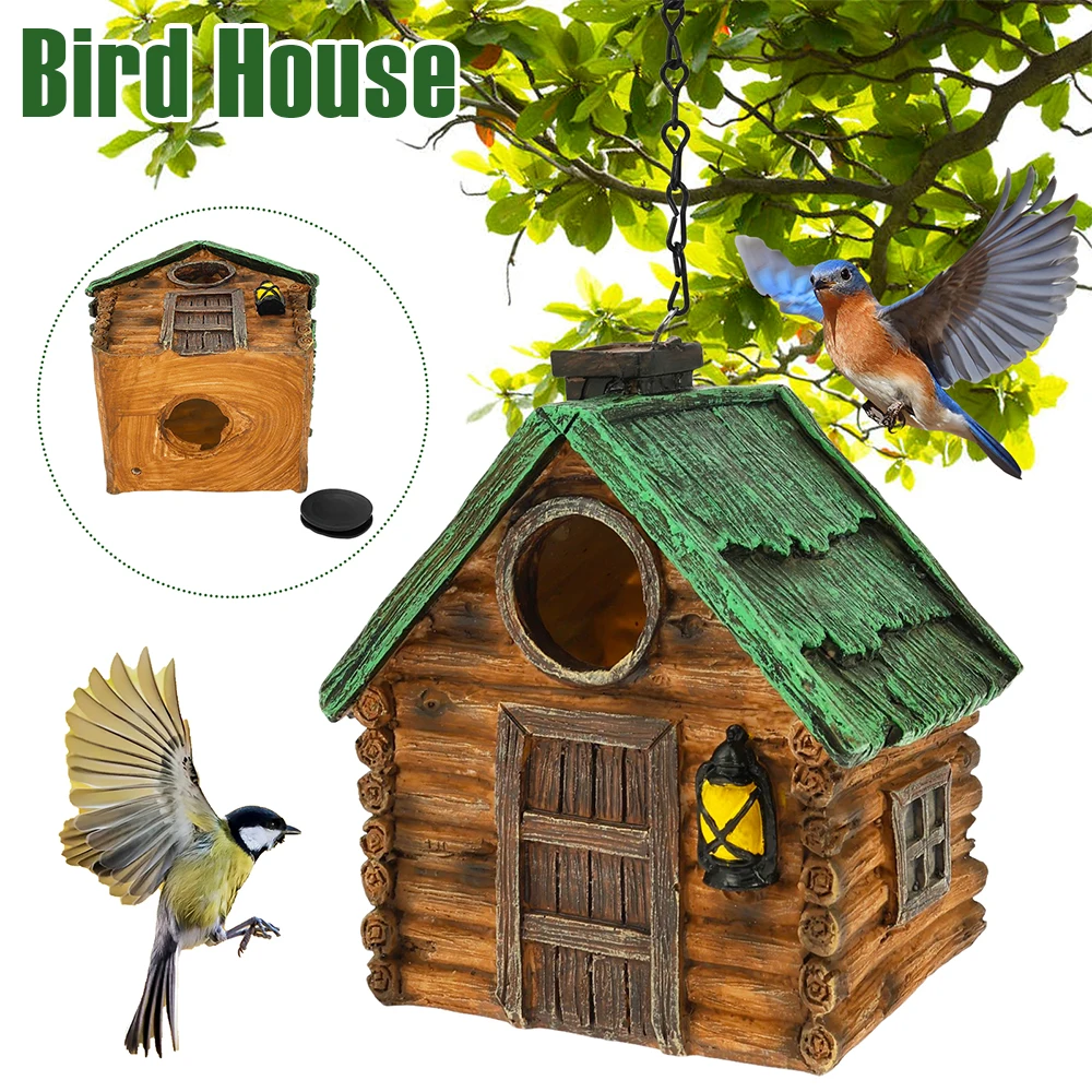 

Outdoor Hanging Bird House Resin Waterproof Parrot Bird Nest Breeding Sleeping Box Garden Decoration Tree Hanging Birdhouse