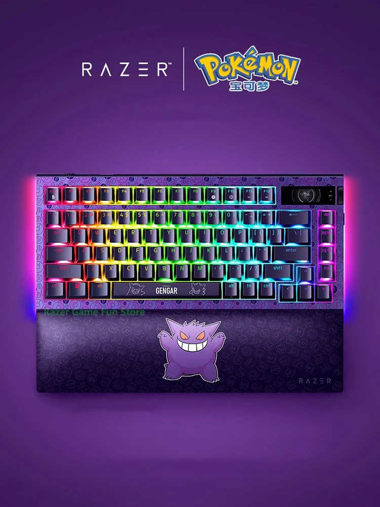 Razer Gengar Keyboard Pokemon Gengar Wireless Keyboard Blackwidow V4 Pro 75% Oled Display With Command Dial Hot-Swappable Gaming Keyboards