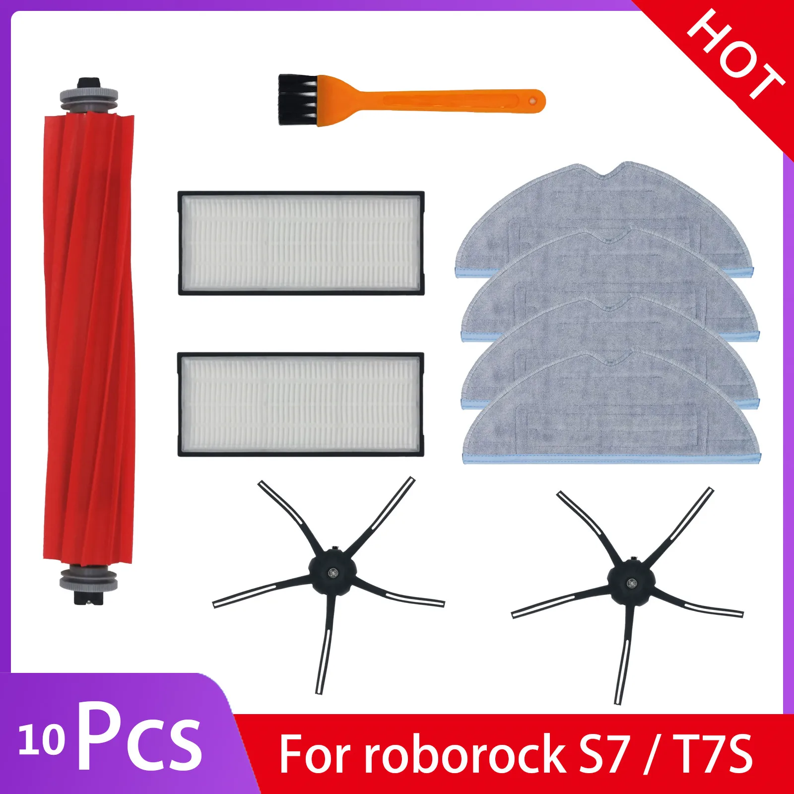 Pad Mop Para XiaoMi Roborock Aspirador de pó Robô S7 S70 S75 S7Max S7MaxV T7s T7s Plus Peças Mop Mop Trapos Panos Acessórios