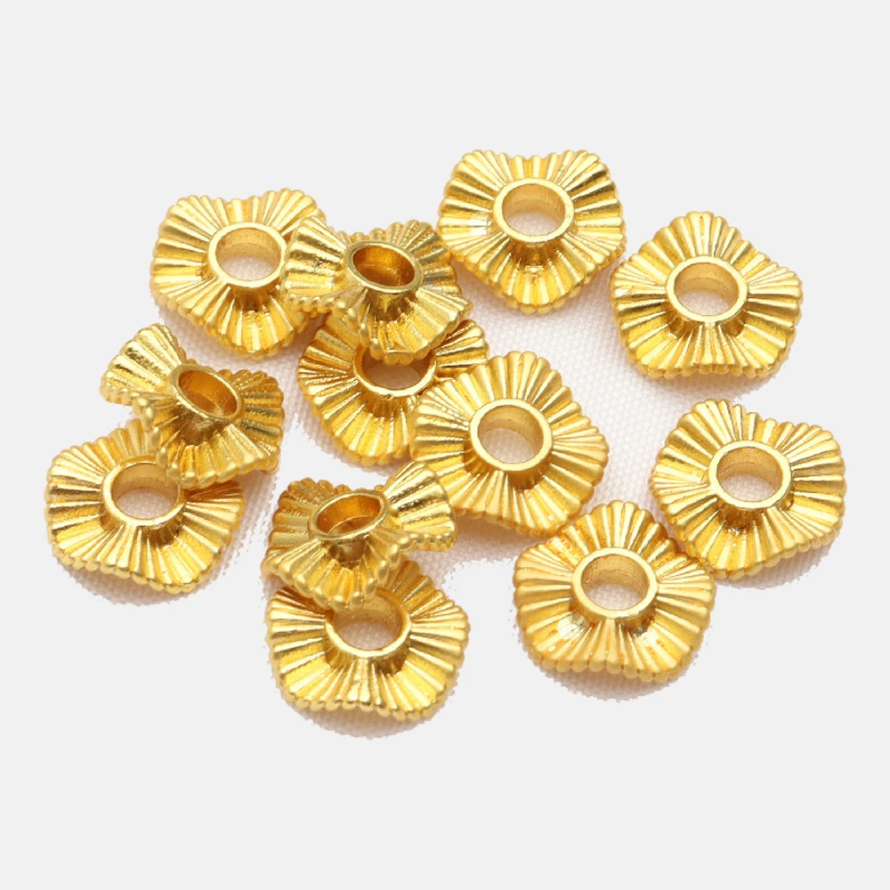 20 قطعة 18 كيلو مطلية بالذهب النحاس خزر عازل شقة مستديرة فضفاض متموجة القرص الخرز ل أساور يدوية القلائد أقراط صنع المجوهرات