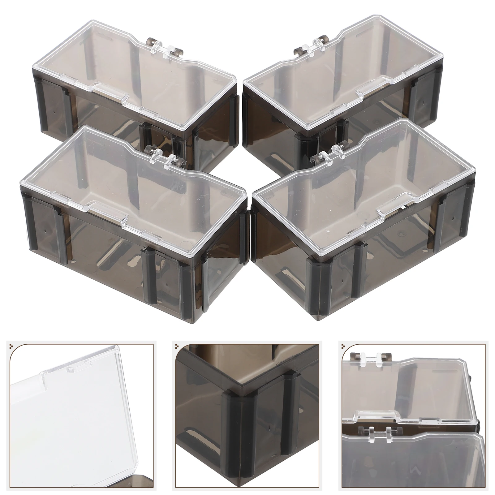 

4 Pcs Collectibles Storage Box Small Display Case Stackable Bead Organizer Ornament Jewelry Figurine Treasure Container Plastic