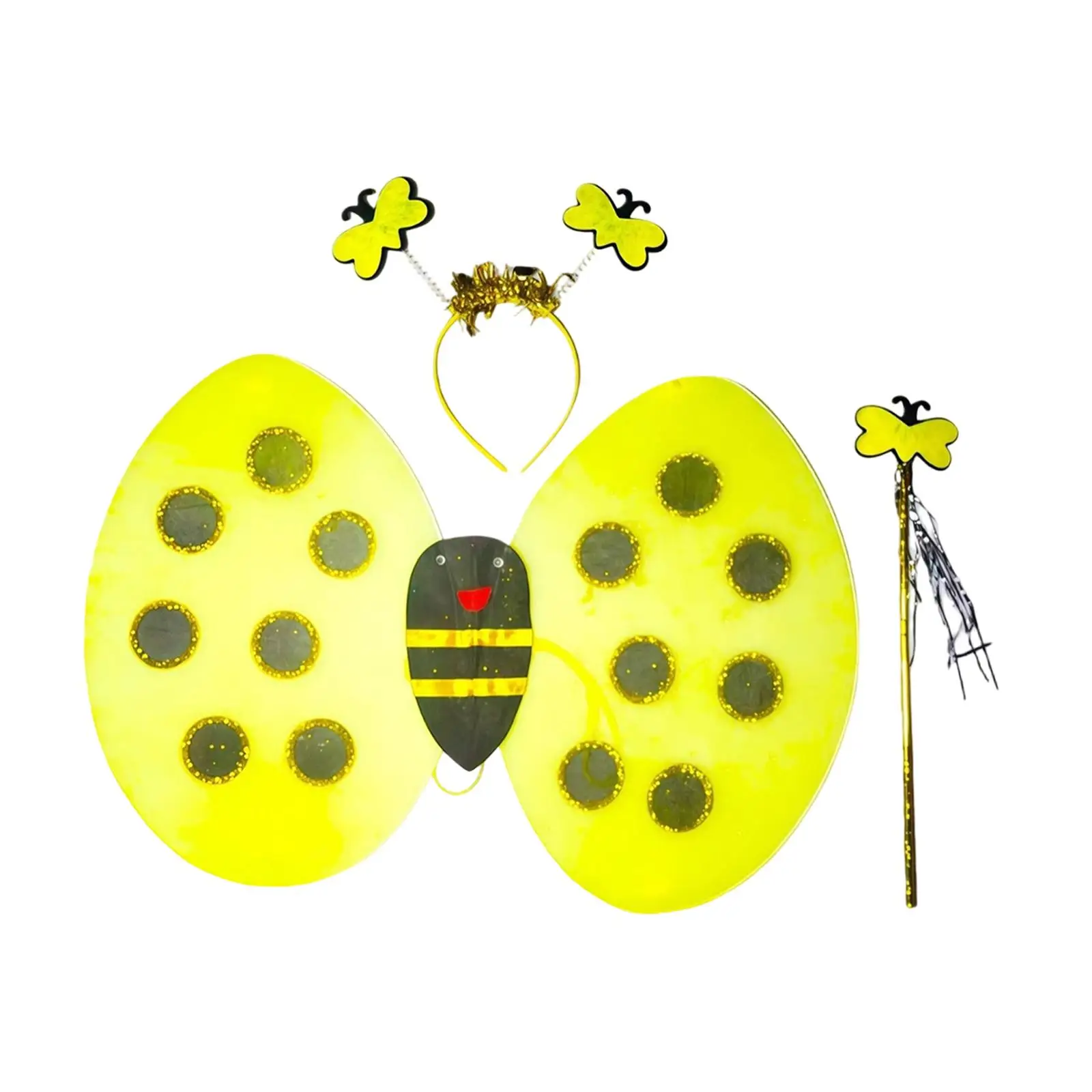 Conjunto de Disfraz de Abeja para Niños, Accesorios de Disfraz, Alas de Abeja, Antenas, Diadema, Varita, para Fiestas de Disfraces, Cumpleaños, Juegos de Rol