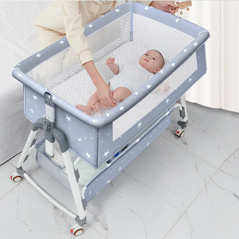 Baby crib baby crib splicing big bed child multi-function folding and lifting bb newborn baby crib