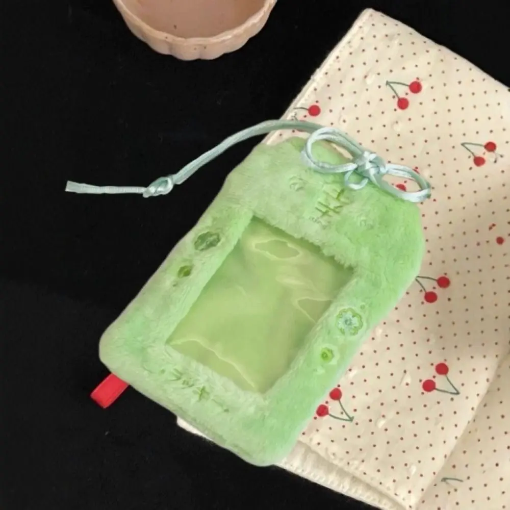 Cartoon Cherry Blossoms Plush Photocard Case Bag Keychain Idol Photos Protective Cover Photocard Case Photo Card Holder