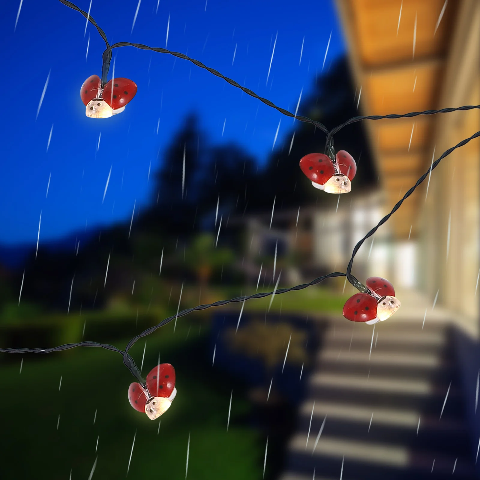 Lieveheersbeestje lichtslingers 5 meter waterdichte kerstverlichting op zonne-energie voor buitentuinfeest vakantiedecoratie led-lamp
