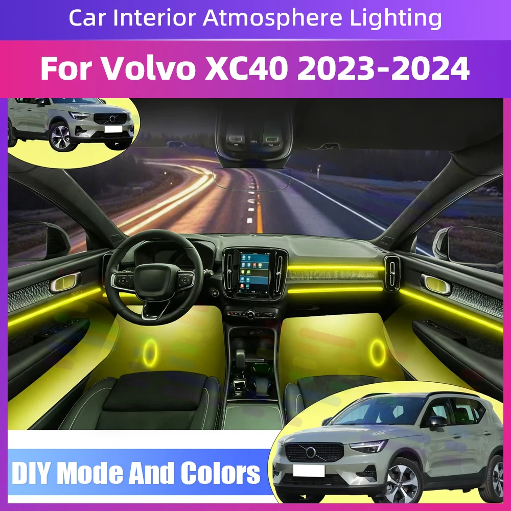 For Volvo XC40 2 Interior LED Light Strip 64Color Multiple Modes LED Atmosphere Lights For a Comfortable and Relaxing Drive